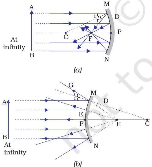 Figure 9.2 (a) Concave mirror (b) Convex mirror